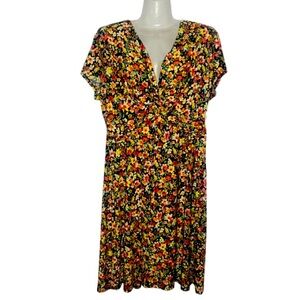 NWT Anne Klein Flutter Sleeve Pink and Red Floral Midi Sundress